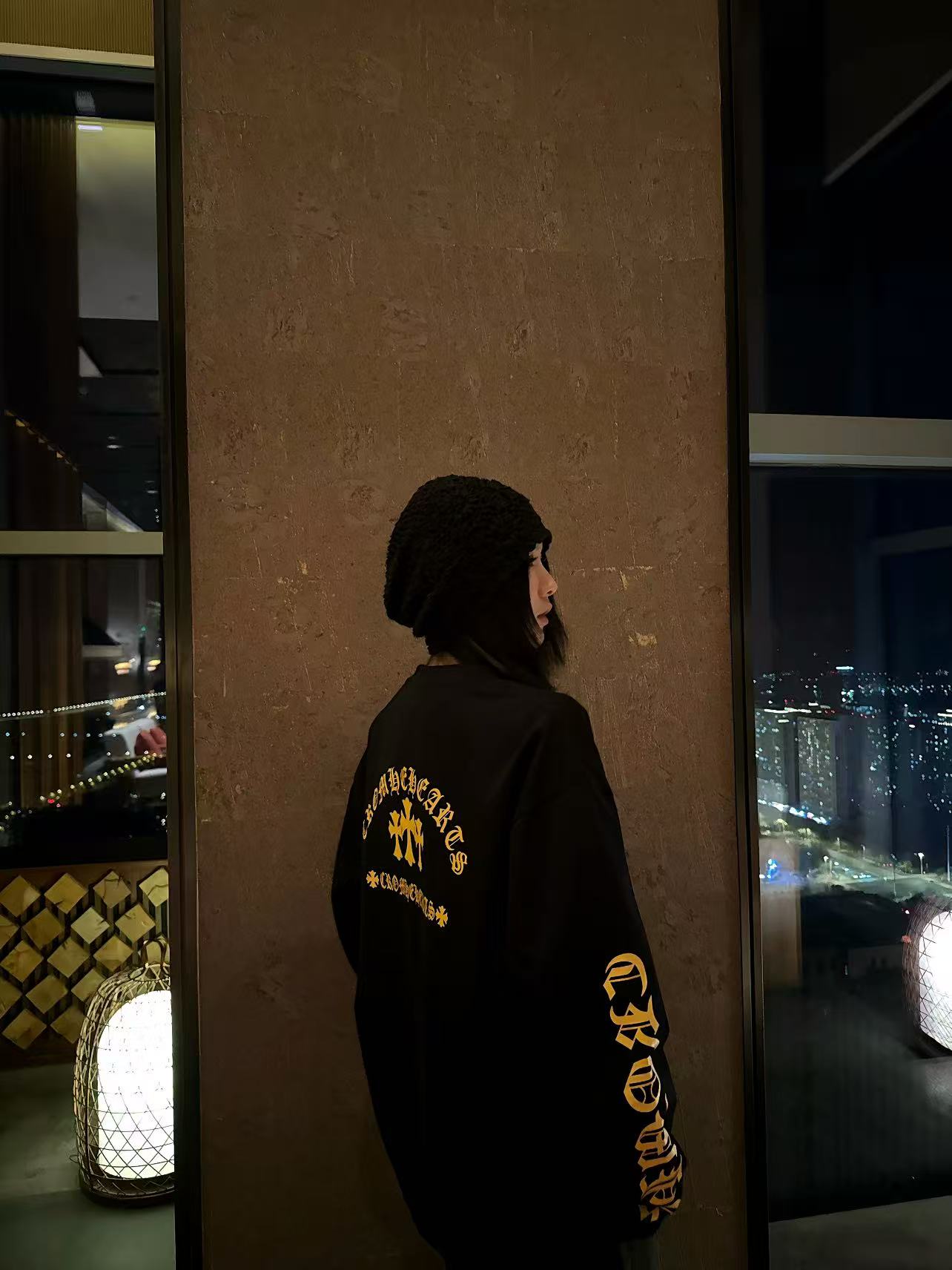 2580梵文25ss彩色字母新款高端轻奢休闲潮流长袖T恤（男女同款）