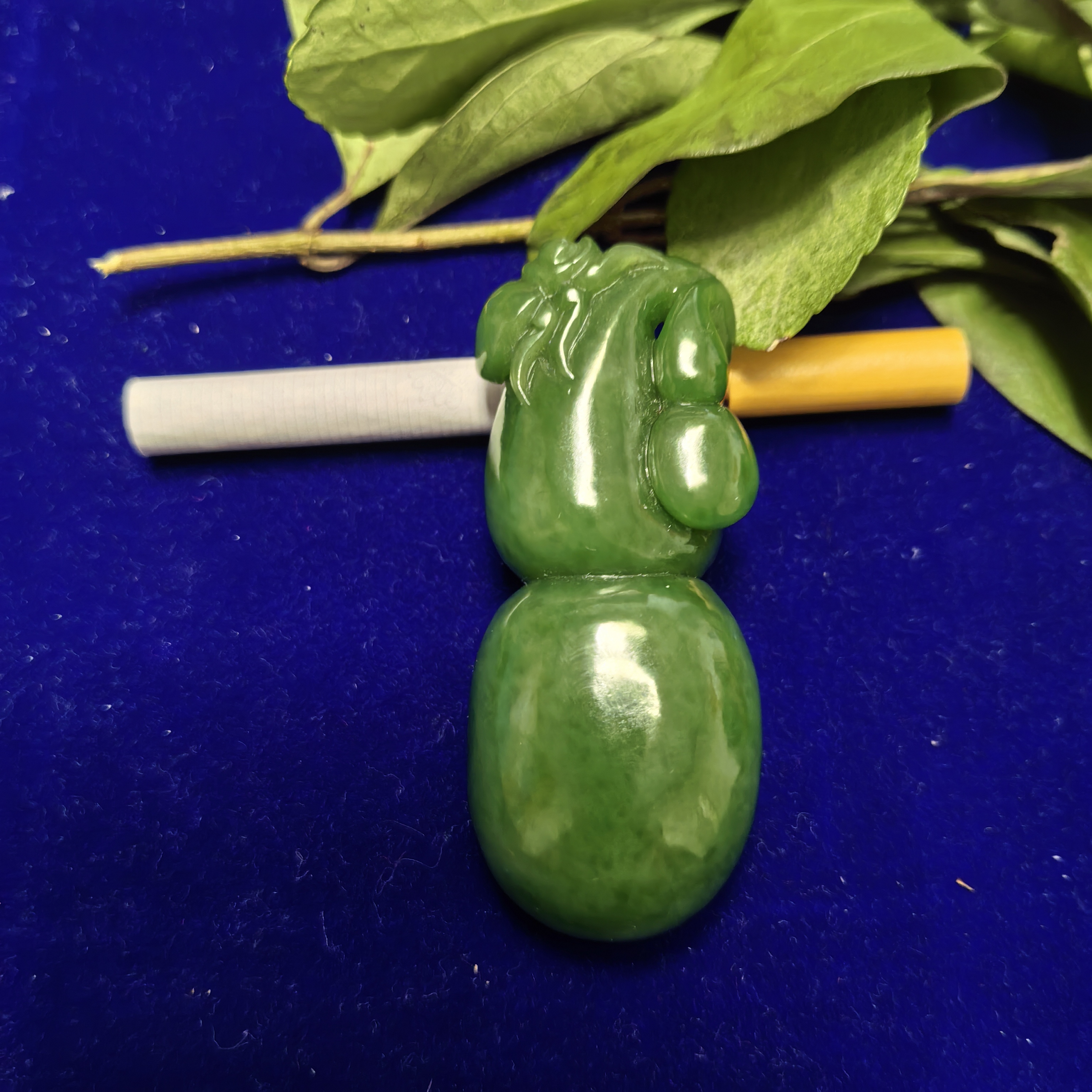 新疆和田玉（碧玉）葫芦（福禄）挂件阳绿挂件饰品