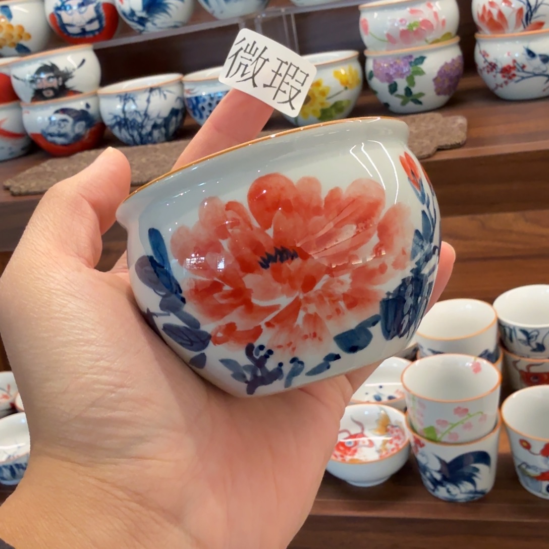 釉下手绘茶具微瑕