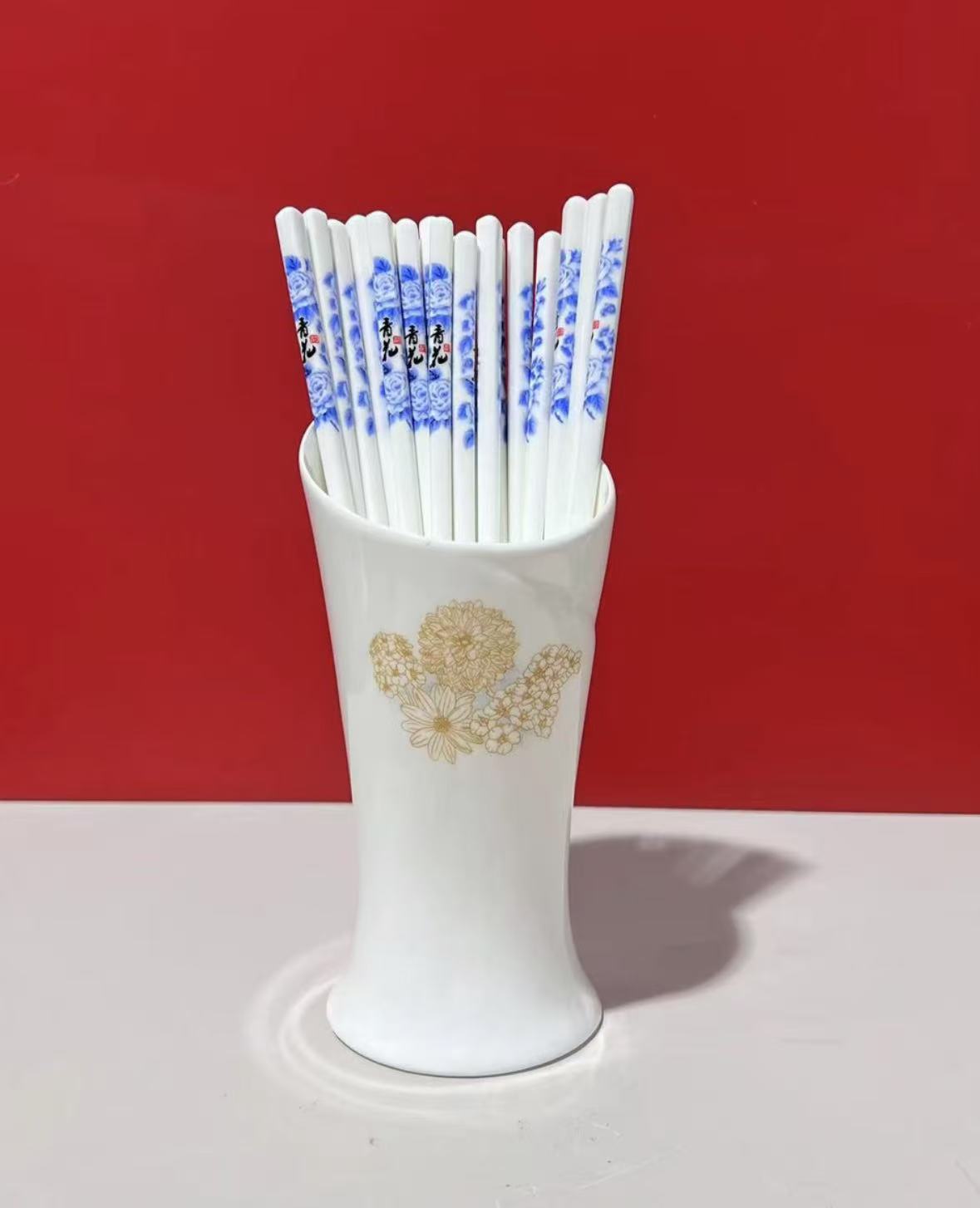 WJ时光筷子筒加10双青花韵筷子