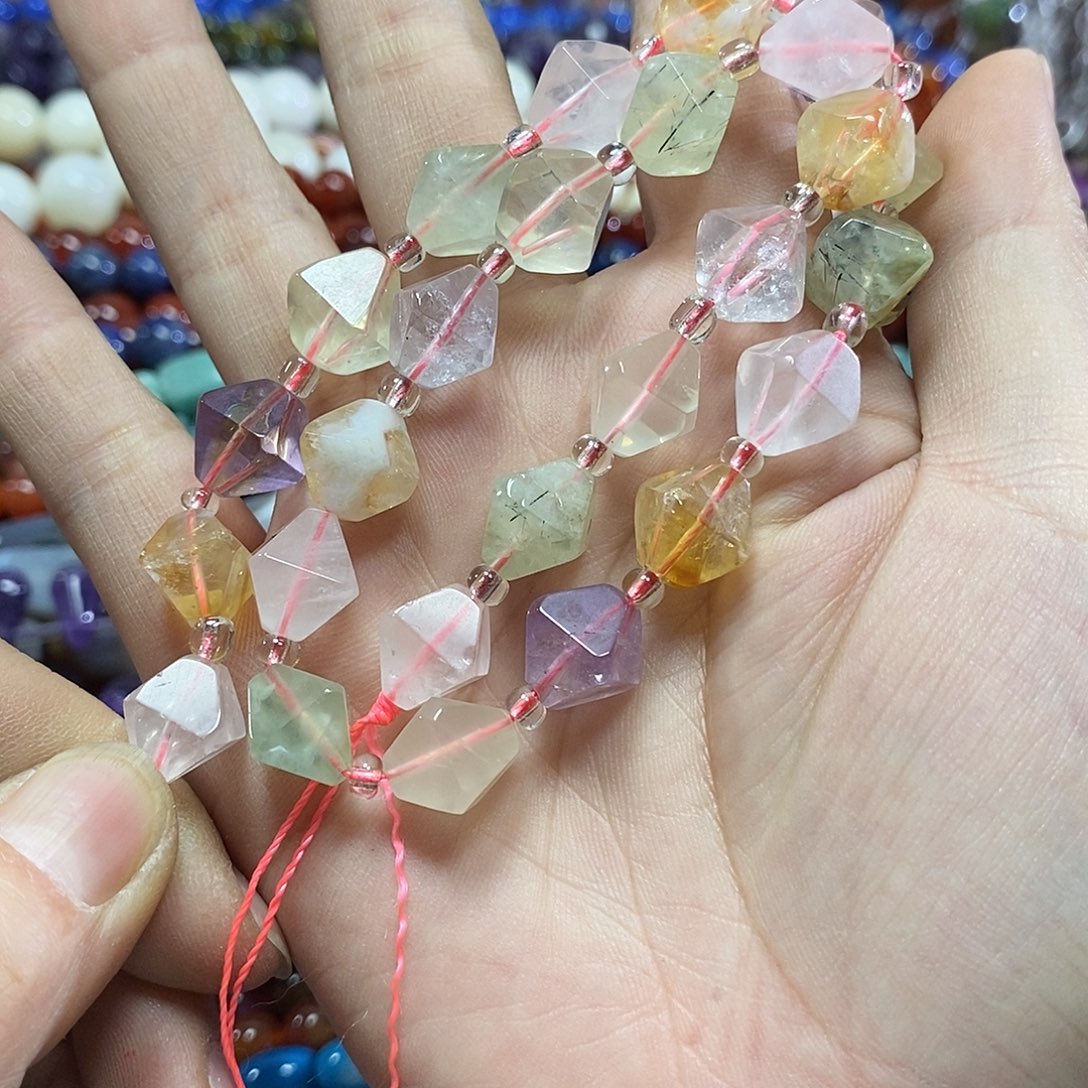 玛瑙/玉髓未镶嵌珠宝半成品多宝水晶一条卡10mm