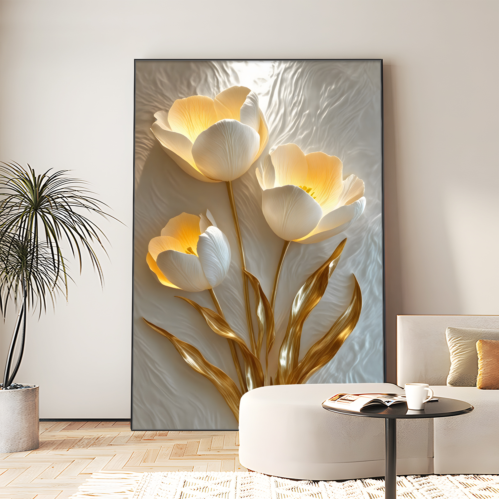 金枝玉叶现代轻奢装饰画客厅高档落地画入户玄关高级感走廊挂画