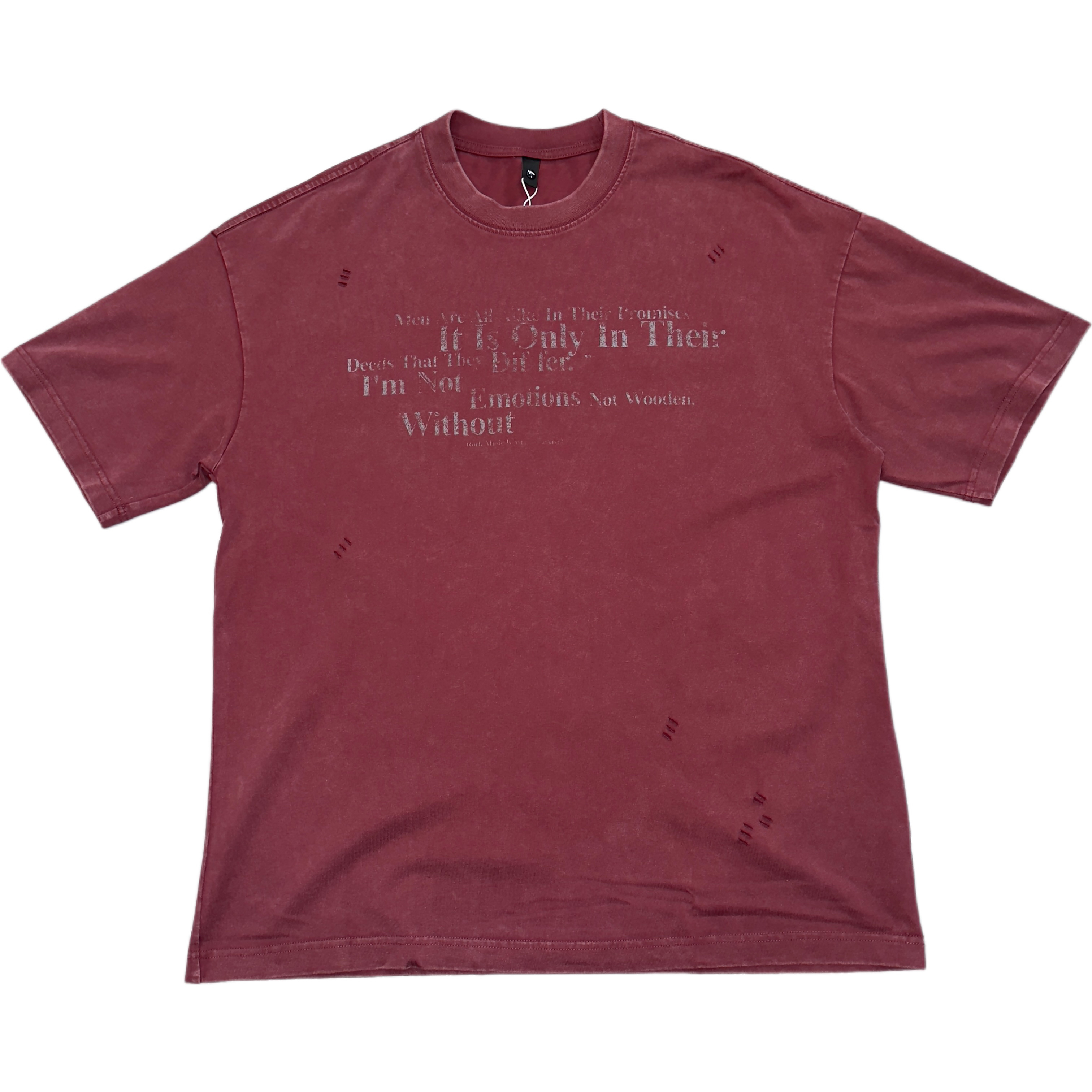 废土破坏风重磅水洗作旧模糊字体圆领短袖T恤55124