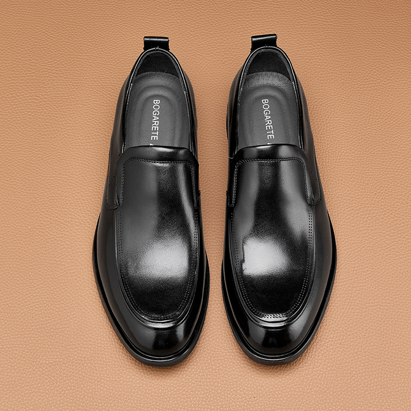 一脚蹬皮鞋男款商务休闲懒人鞋头层牛皮百搭透气软底软面真皮男鞋
