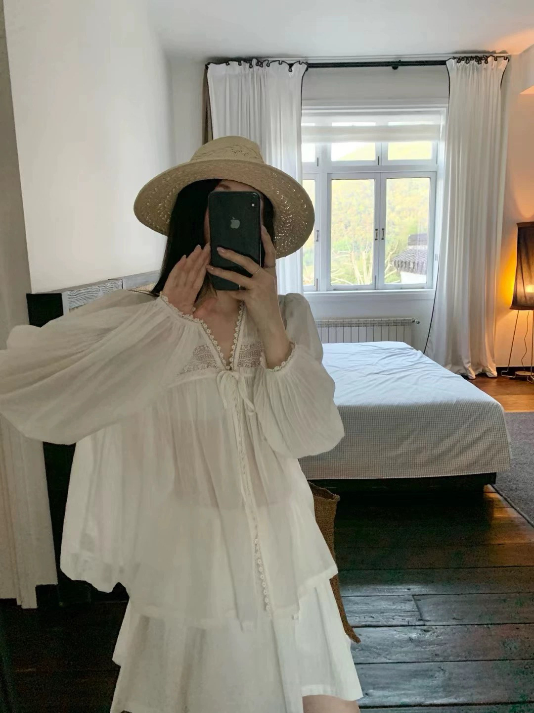 ssu重磅白色雪纺长袖防晒衬衫女夏季薄款专机塔克线手工捏褶