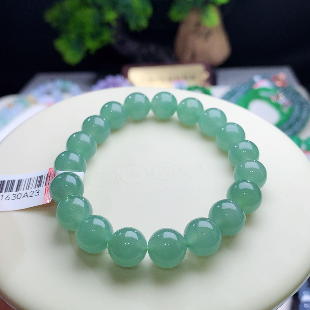 未镶嵌手串翡翠卡10mm满色均匀冰胶晴水绿