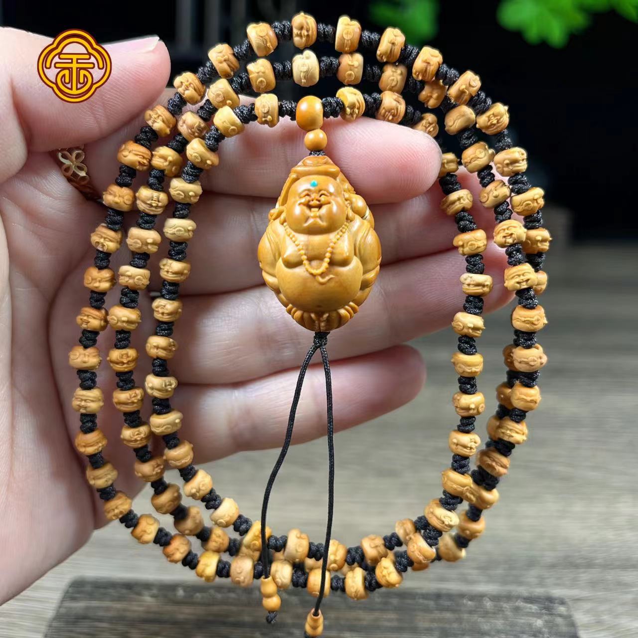 A 橄榄0.6核尖 108财神坠聚宝弥勒 文玩脖挂 A