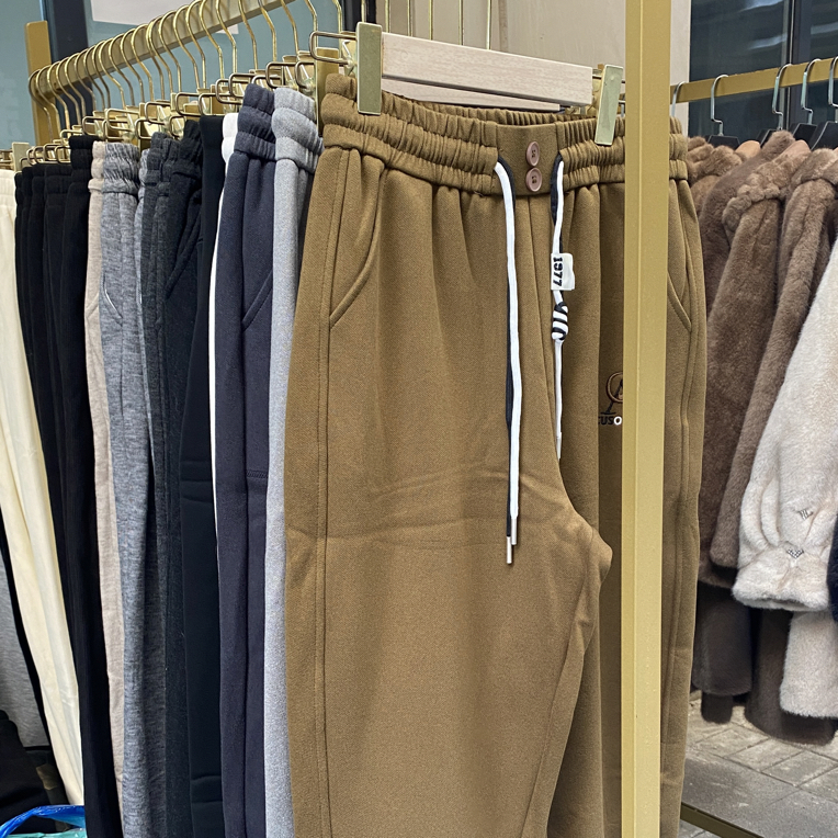 加绒加厚高腰显瘦宽松休闲束脚哈伦运动女裤针织百搭抽绳