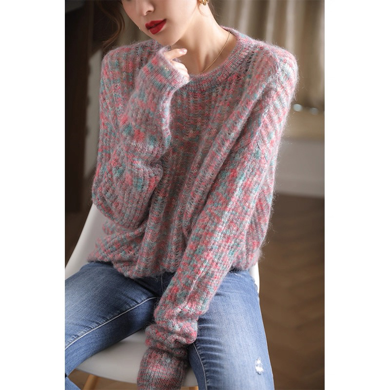 韩式网红款薄款毛针织衫不起球多色毛衣韩版薄款圆领长袖毛衣