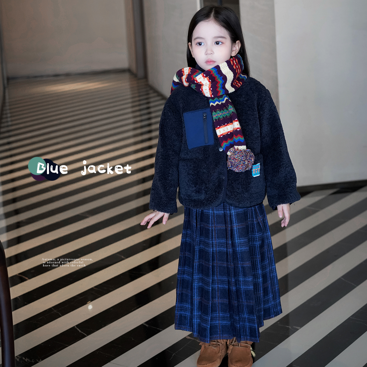 AnnieGirl秋季新款女童韩版小众羊羔绒外套宝宝休闲上衣2025秋