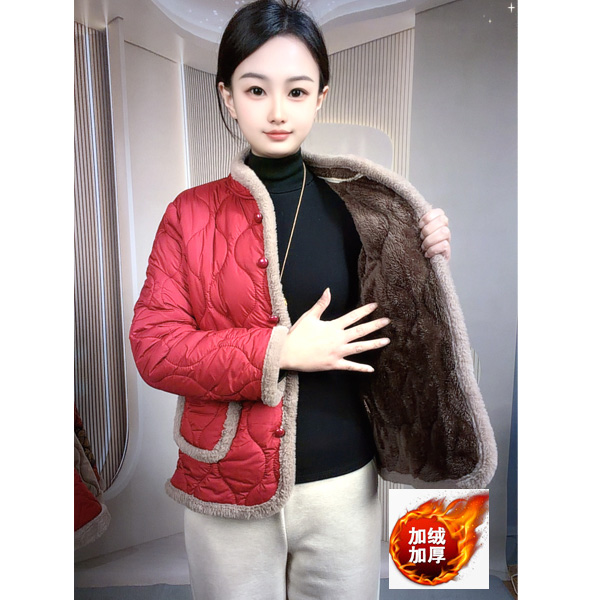 新款妈妈装棉袄冬季加绒加厚时尚中老年休闲棉服加厚外套棉衣保暖