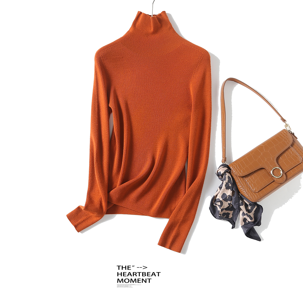 秋冬精纺一线成衣女士长袖羊毛高领打底衫 光七  LB-BN906