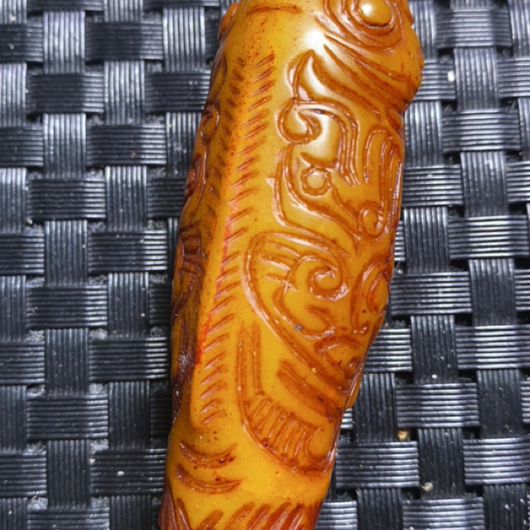 和田玉玉勒子未镶嵌，雕刻如意纹寓意吉祥如意