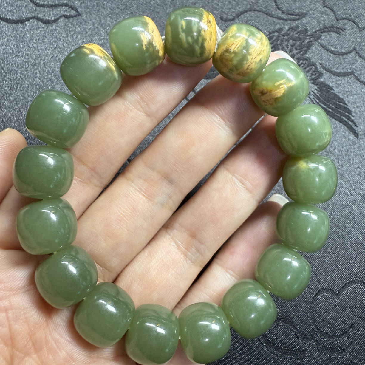 析木绿河磨老型珠手串