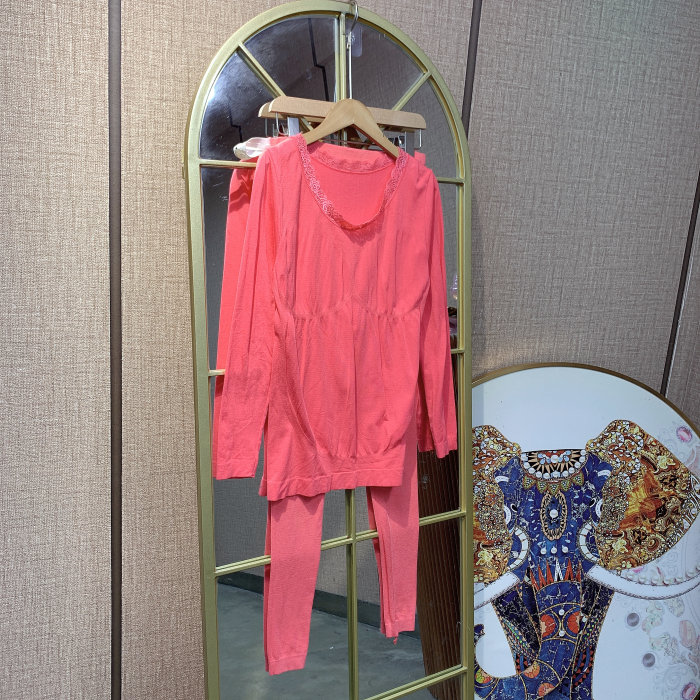 BT388孕妇粉色秋衣套装90-140