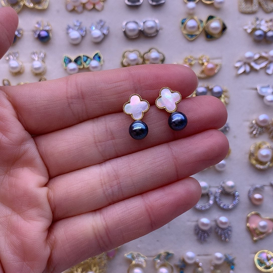 淡水珍珠耳饰合金