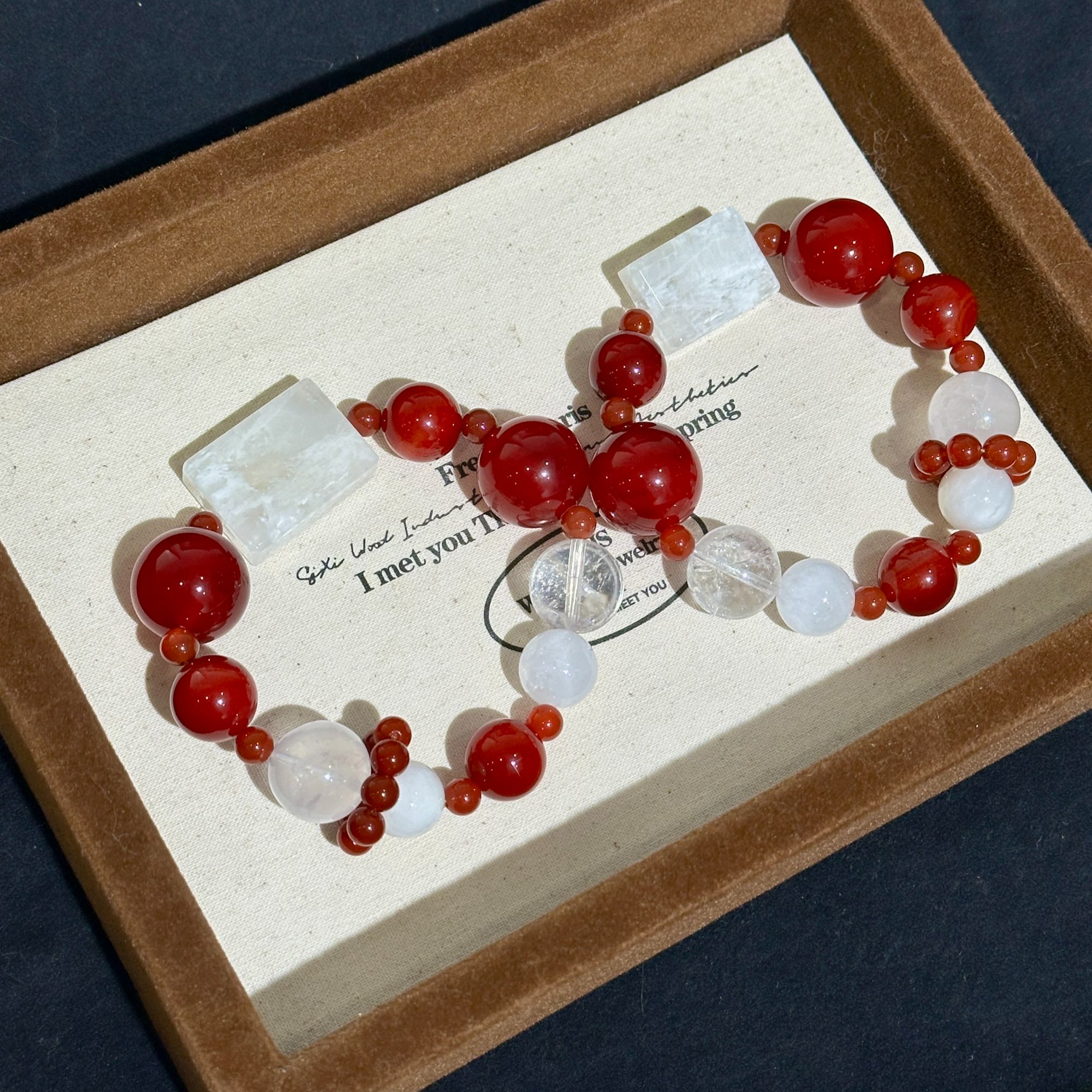 《圣诞夜初雪》A603天然玛瑙雪花幽灵水晶无事牌设款手串多样性发一