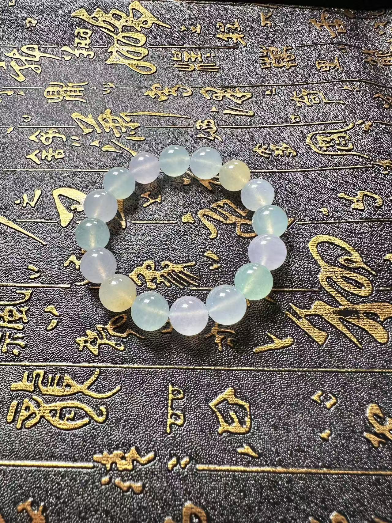 天然翡翠冰种马卡龙手串12mm