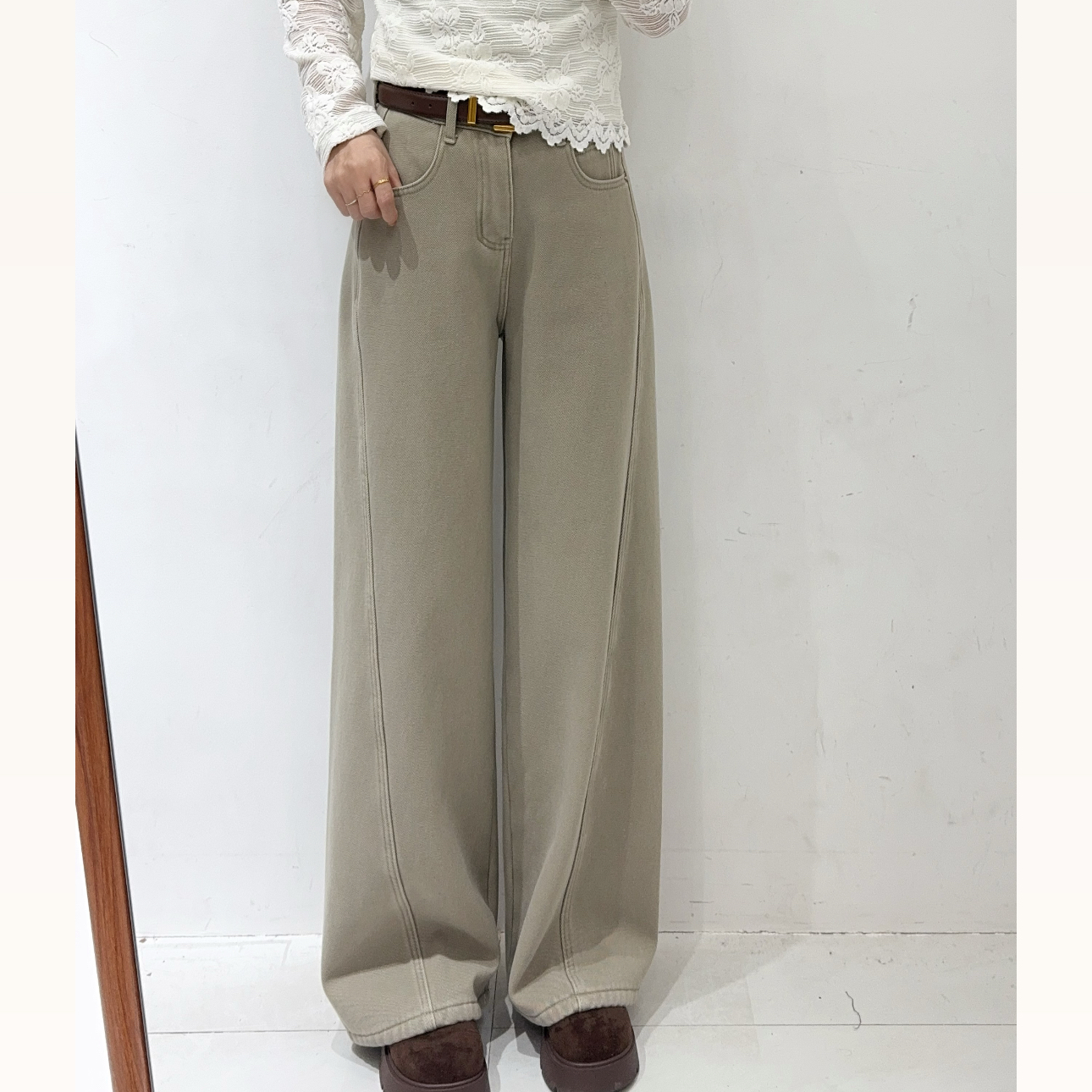 56186新款欧货冬款加绒牛仔弯刀裤时尚百搭显瘦