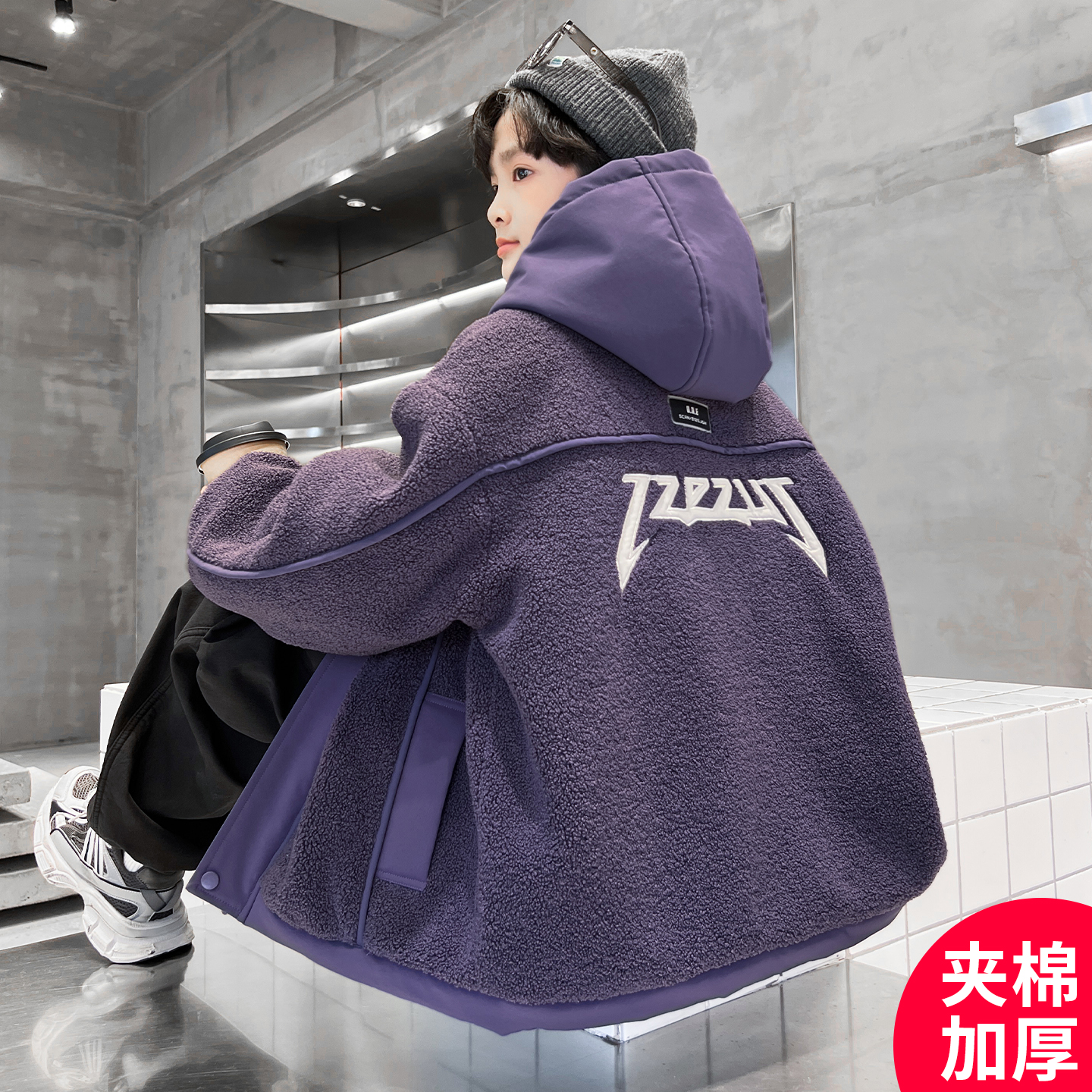男童深秋夹棉加厚外套2025新款时髦中大儿童痞帅潮C5137
