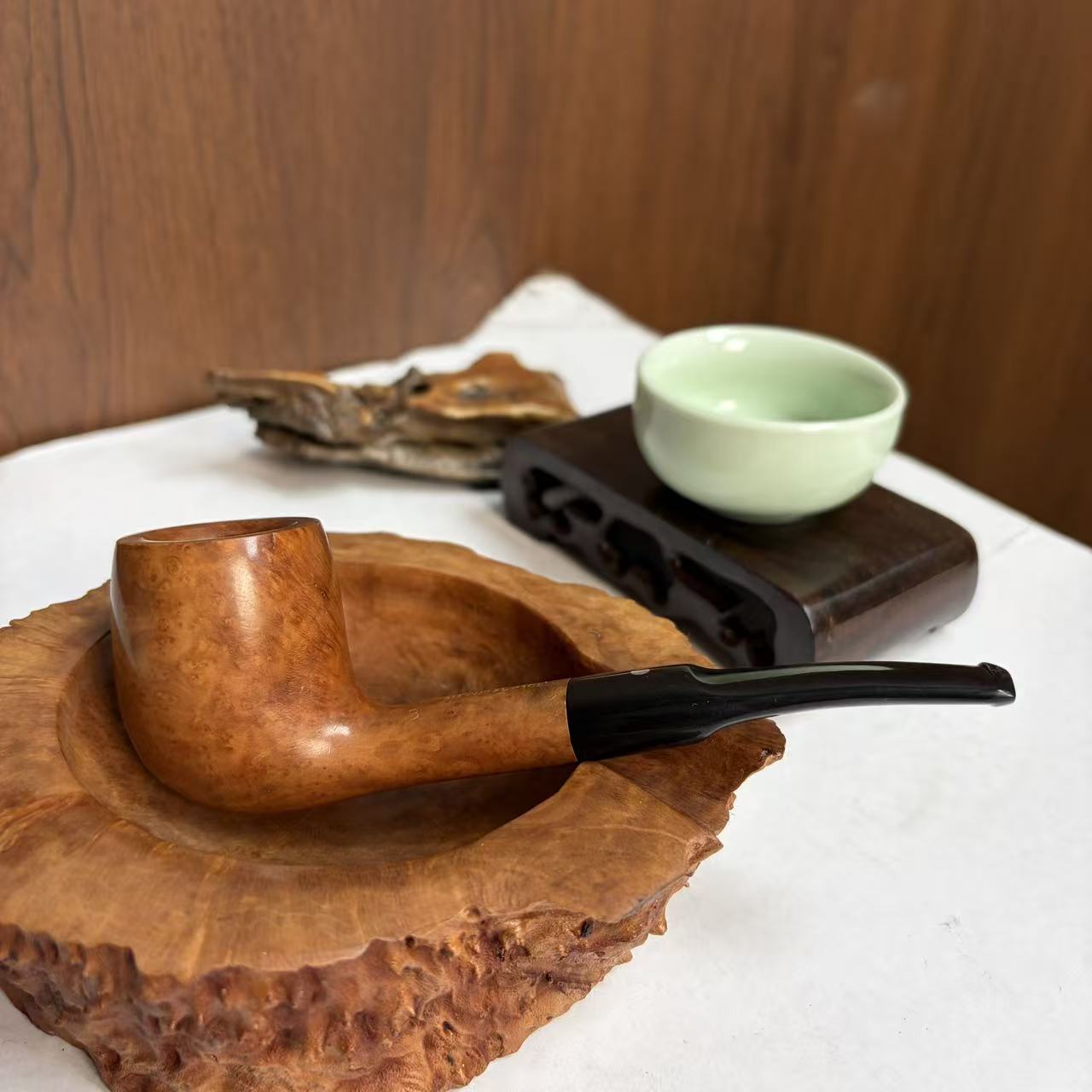 希腊石楠木莱克桑德扁长杆撞球烟斗
