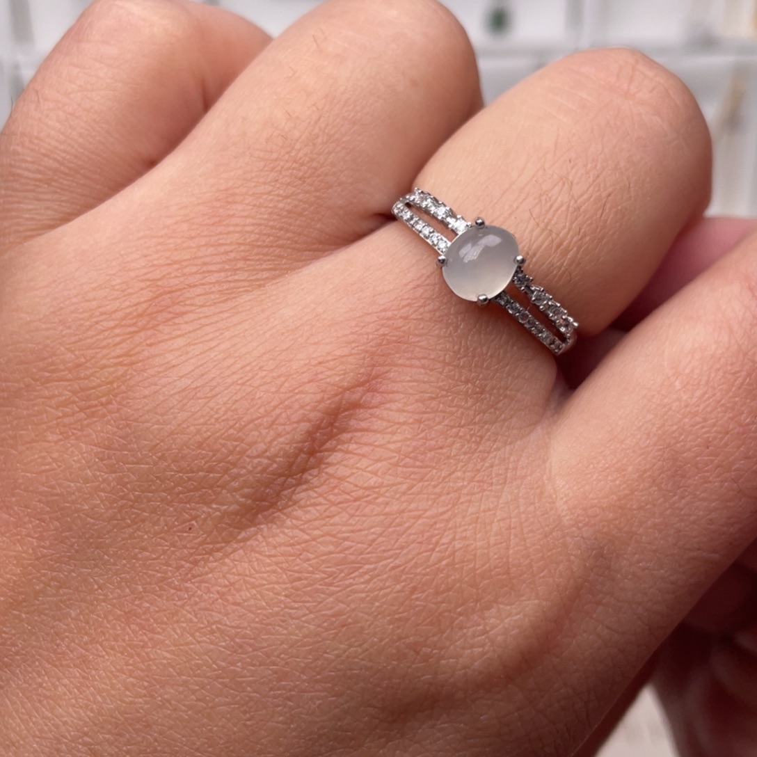 翡翠银S925镶嵌耳饰，