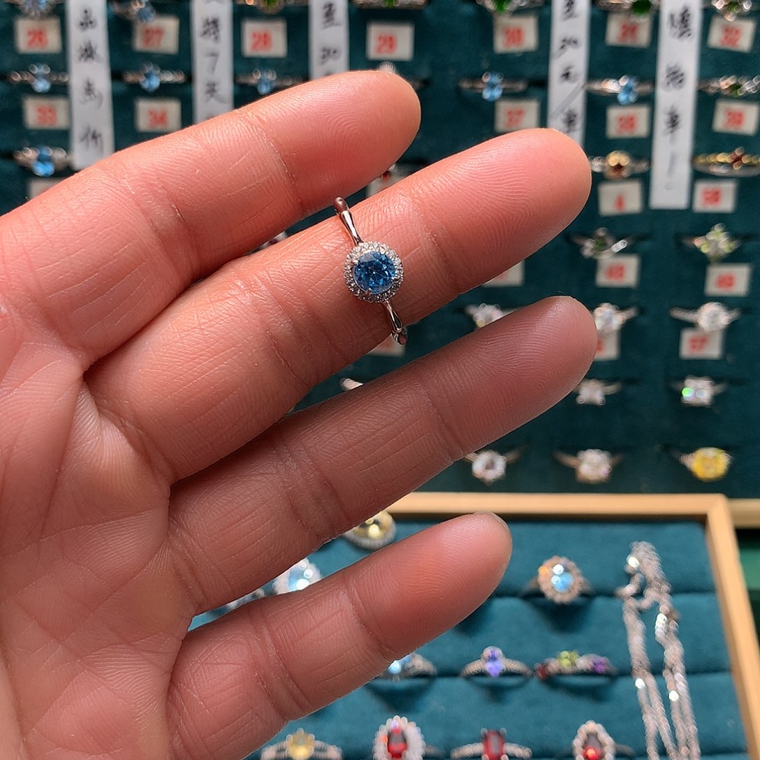 戒指托帕石银S925镶嵌