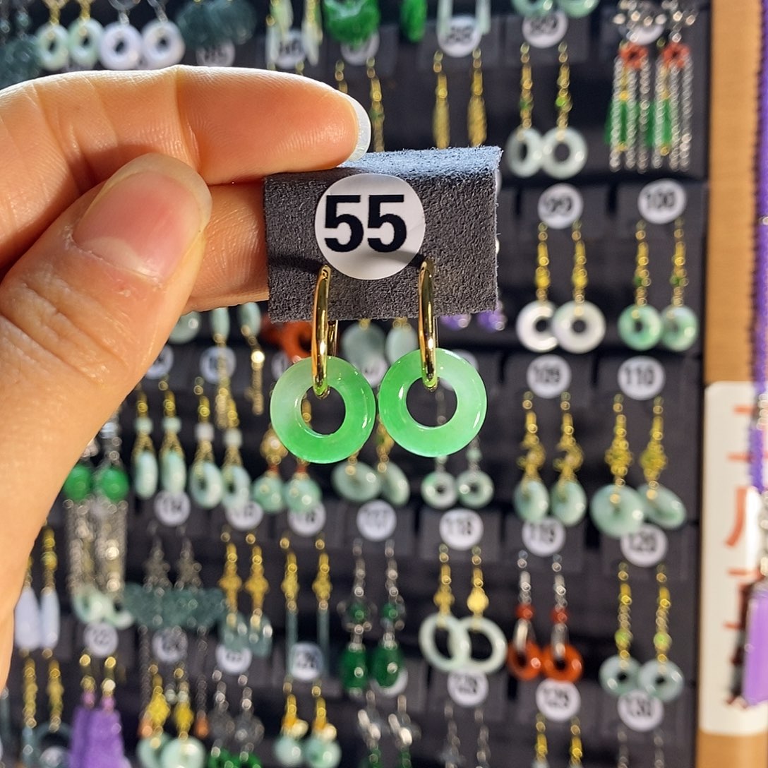 银S925镶嵌翡翠耳饰55