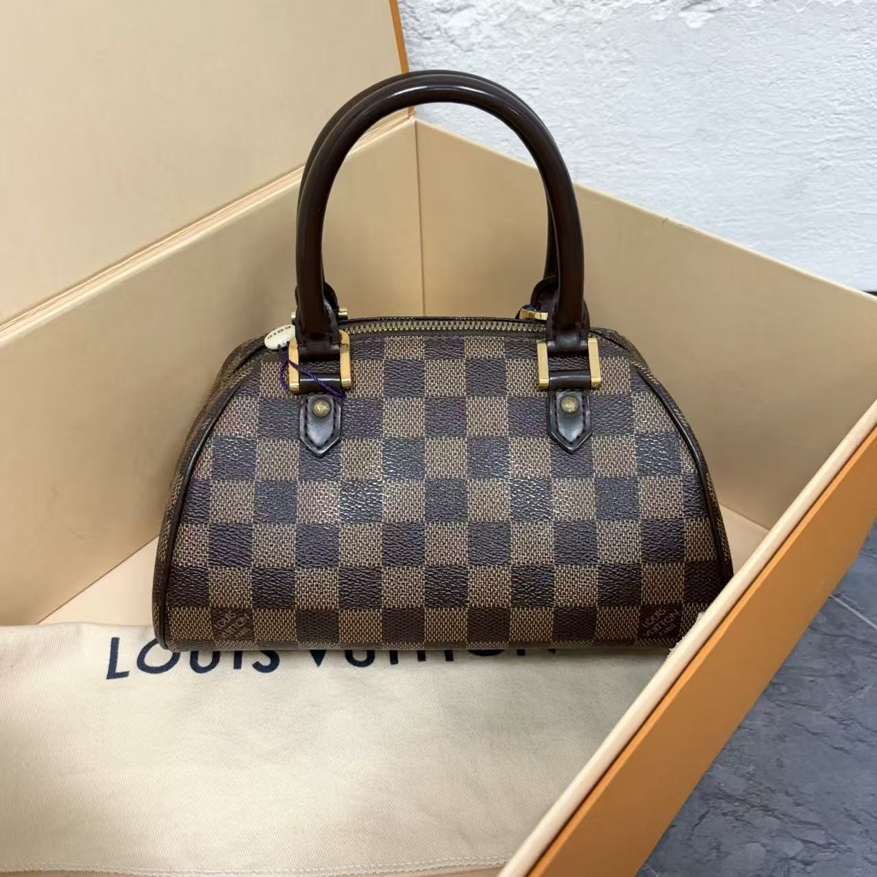95新 LouisVuitton/路易威登 lv棋盘格手提1297/二奢包包
