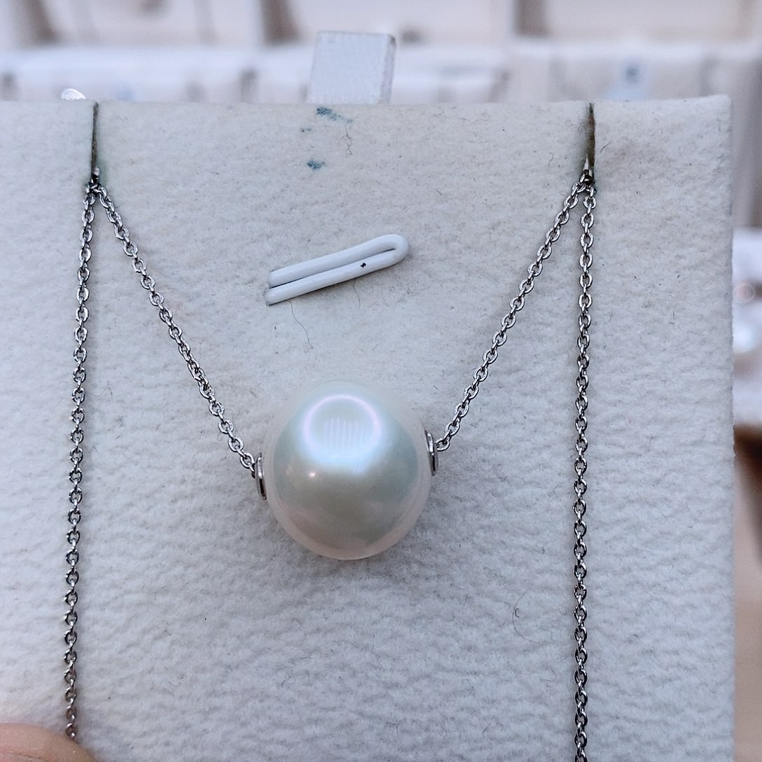 颈饰银S925镶嵌淡水珍珠花*花