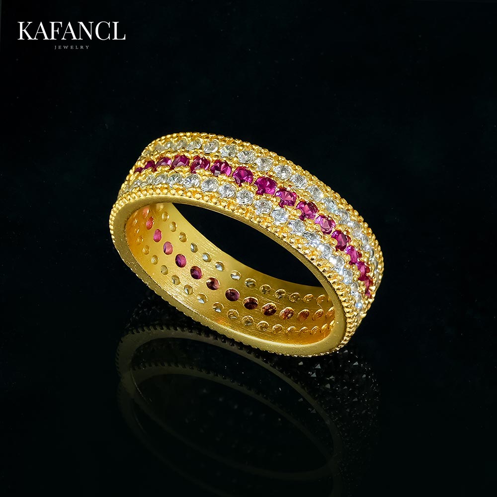 镀K金 红白镶嵌女款高级感小众戒指 ZR-D176