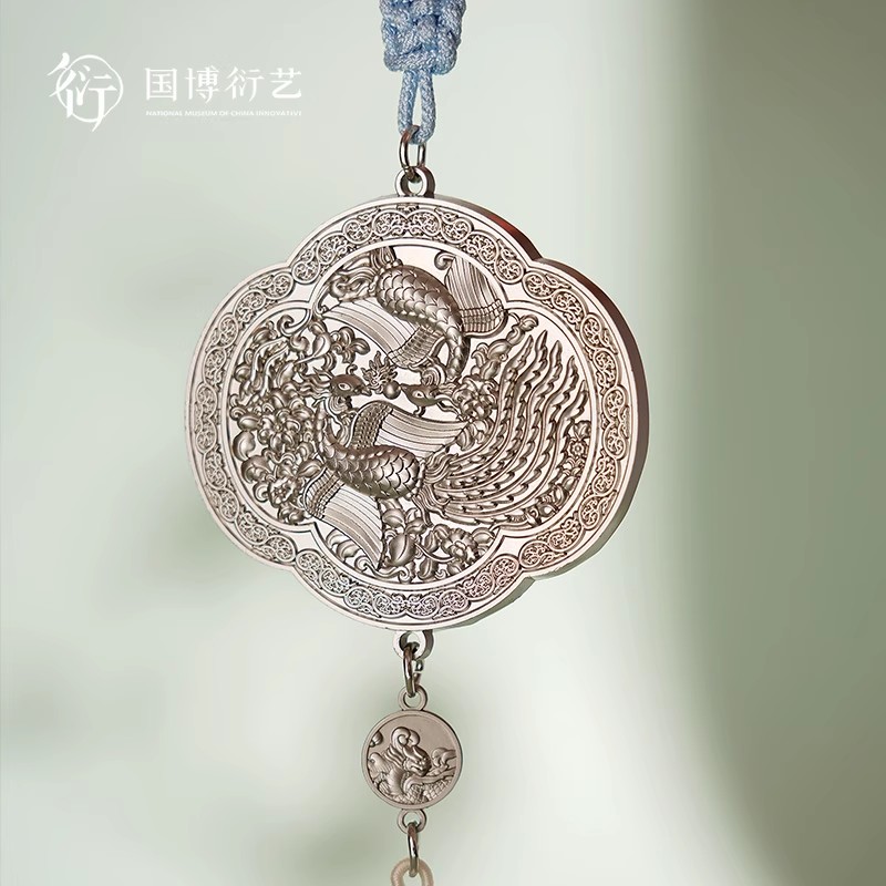 中国国家博物馆双凤麒麟纹石雕随身镜便携式创意国风装饰化妆镜