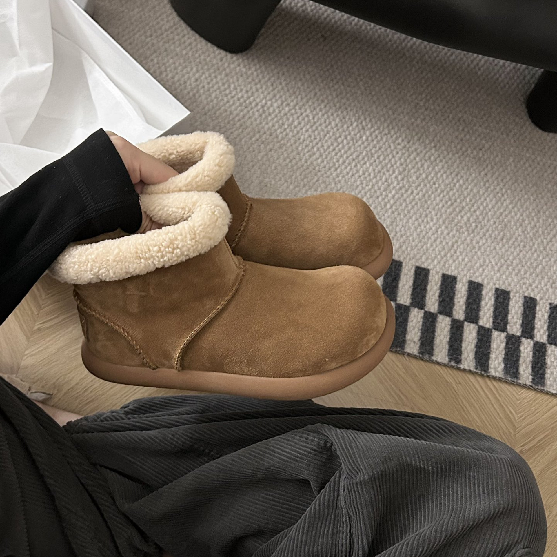 【薄底大土豆】2.5cm冬季雪地靴加绒加厚保暖防寒皮毛一体雪地靴