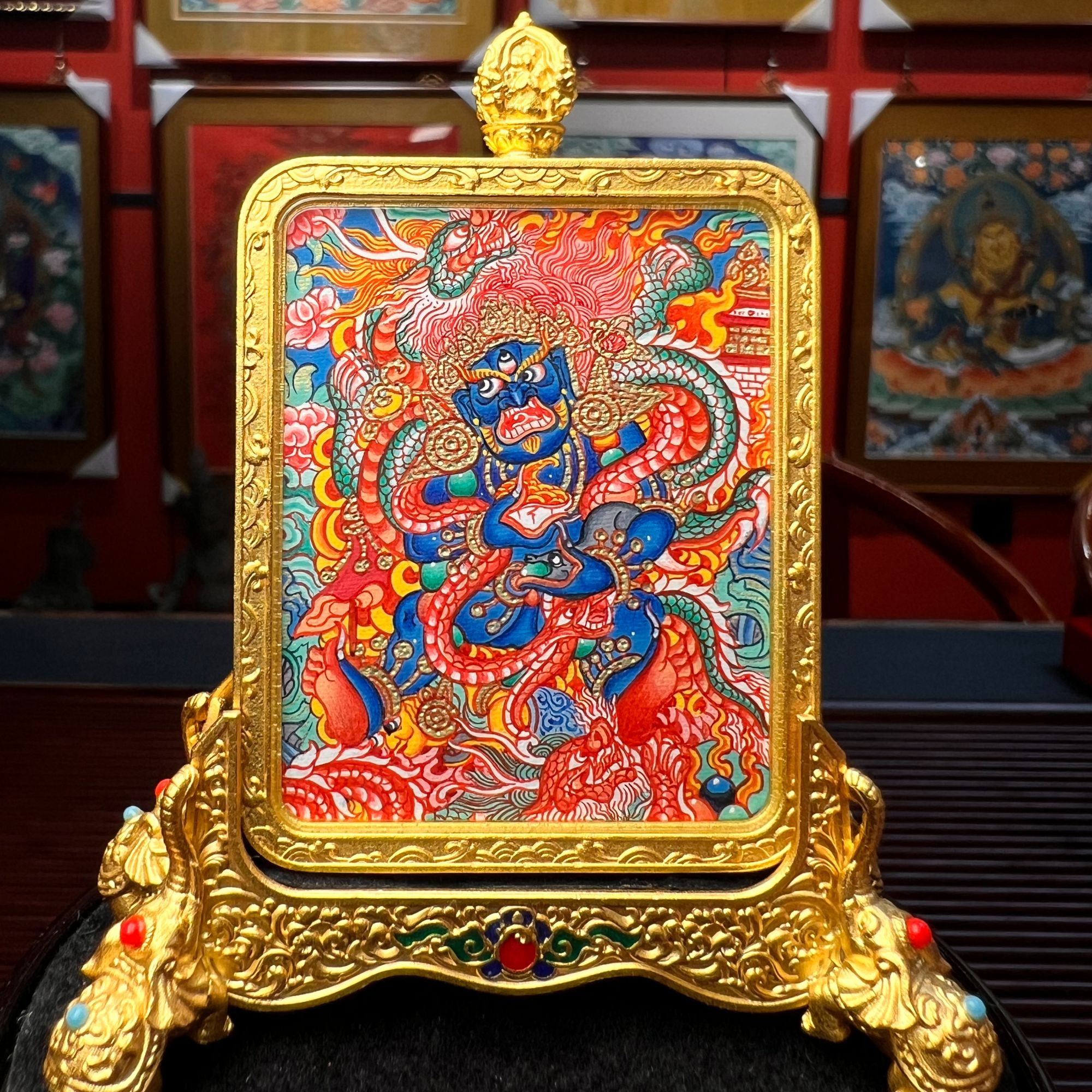 热贡手绘唐卡黑财神