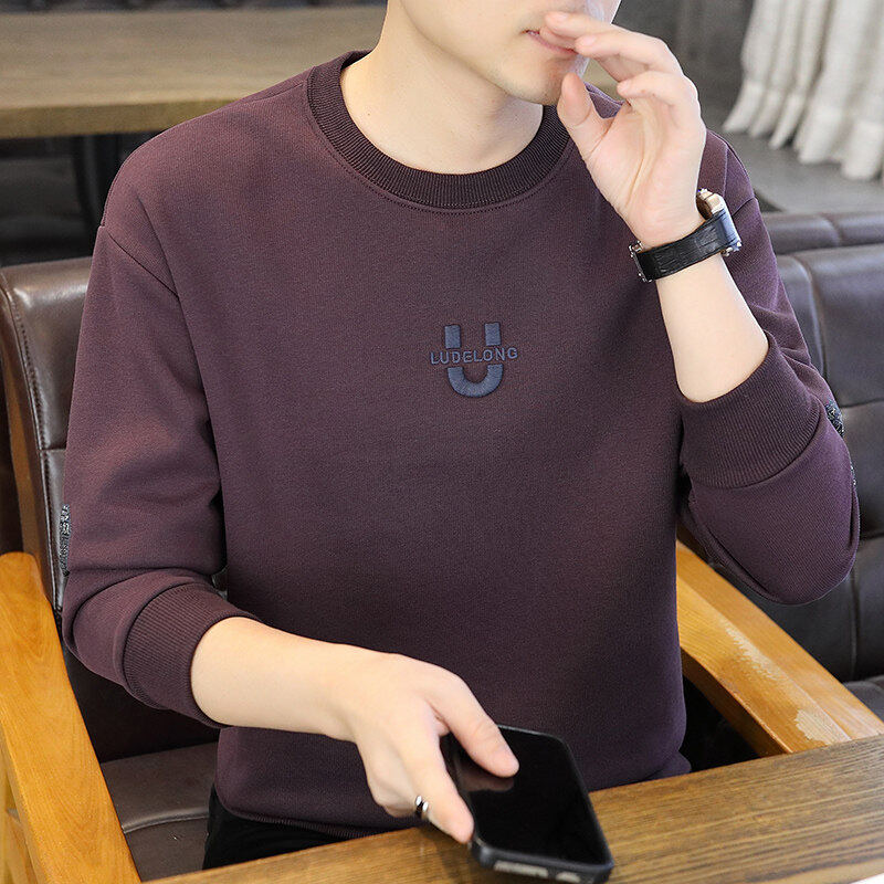 青年风贴补袖圆领卫衣2025春秋新品男士外套宽松印花潮流卫衣