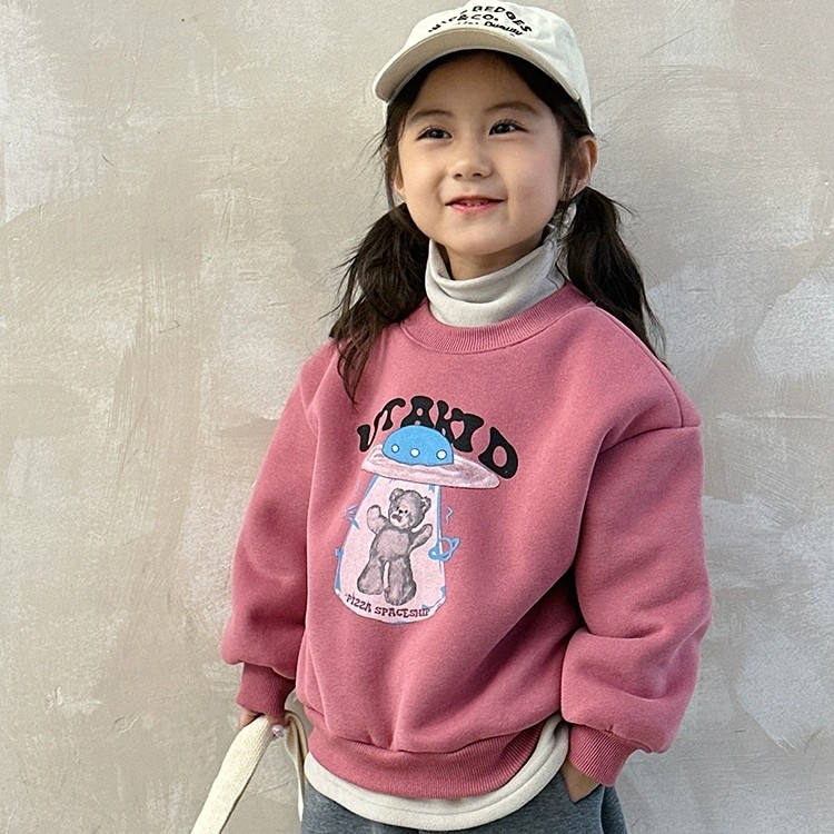 3048新款男女童装秋冬季可爱卡通加绒加厚长袖洋气卫衣