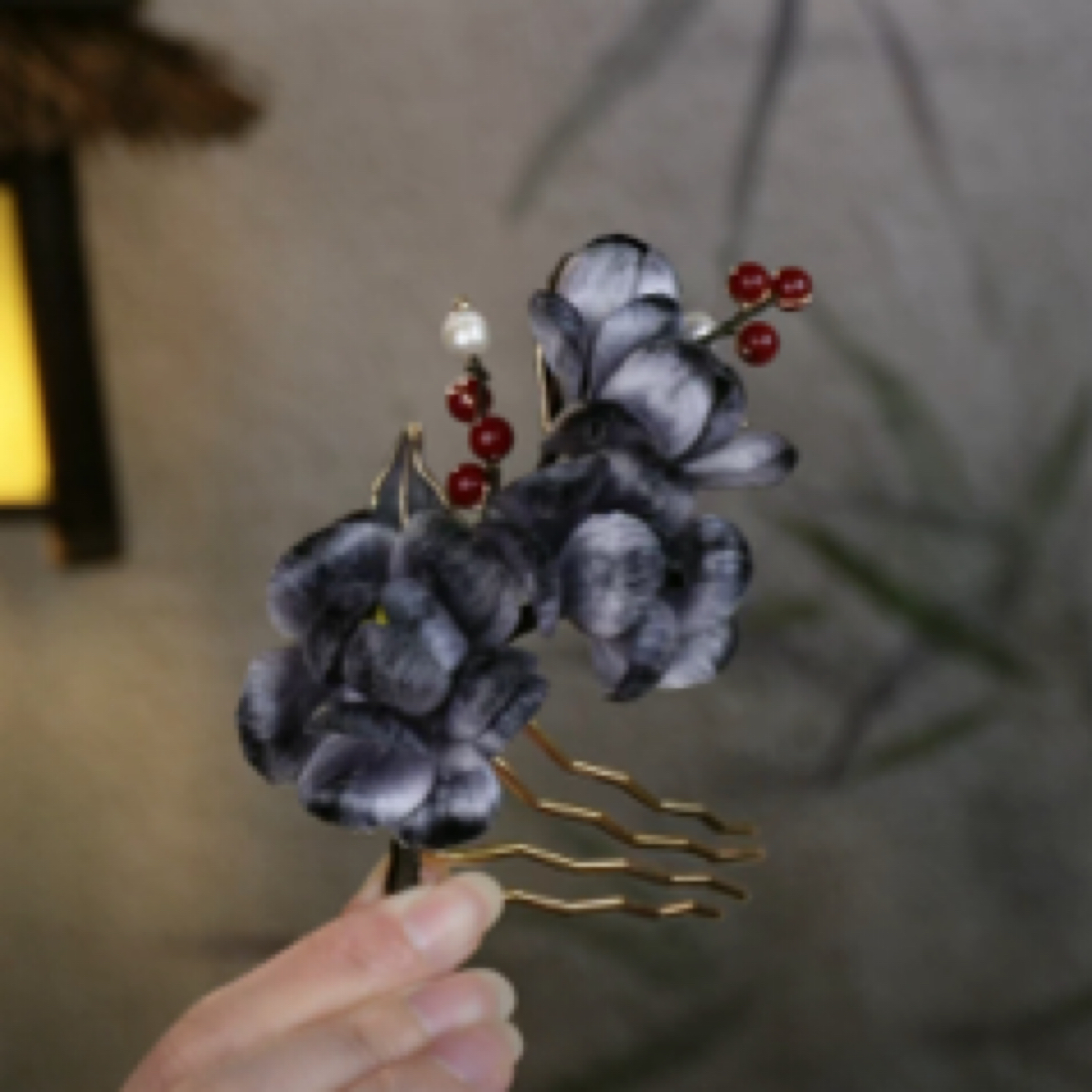 【山阶月】盘发簪子桑蚕丝绒花古典素雅日常百搭款新中式