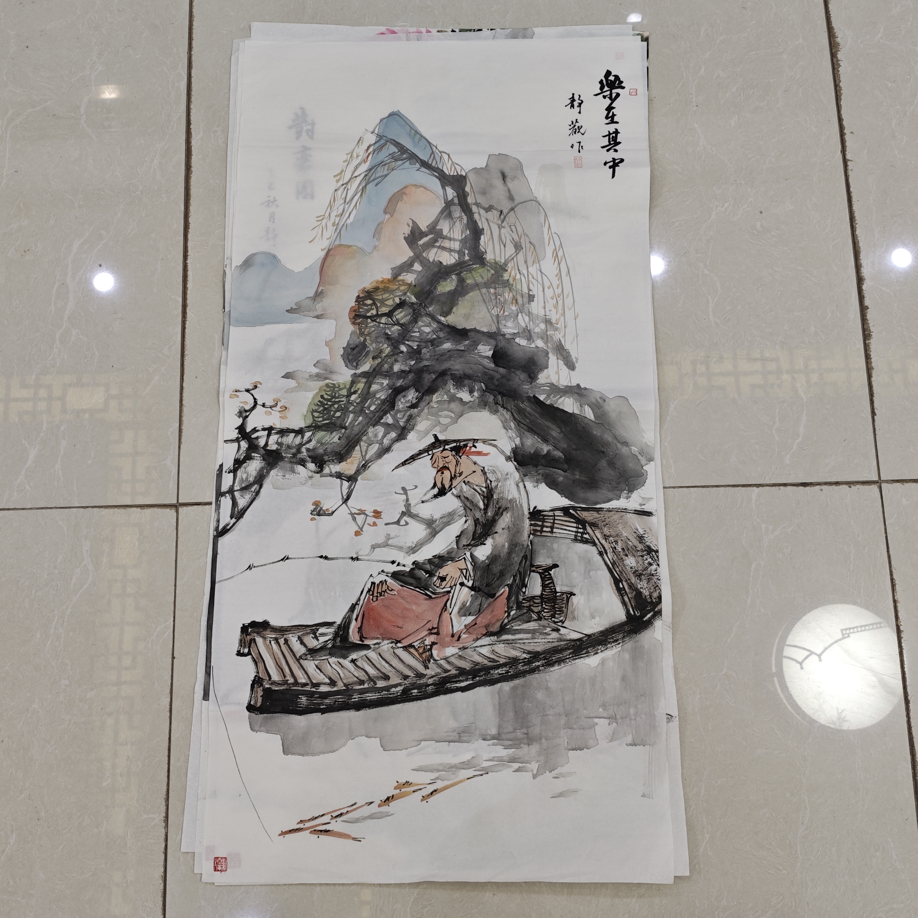 古典人物老子三尺斗方纯手绘作品