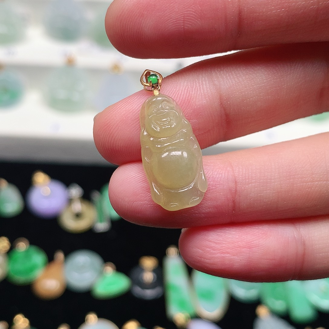 颈饰18K金镶嵌翡翠翡翠吊坠