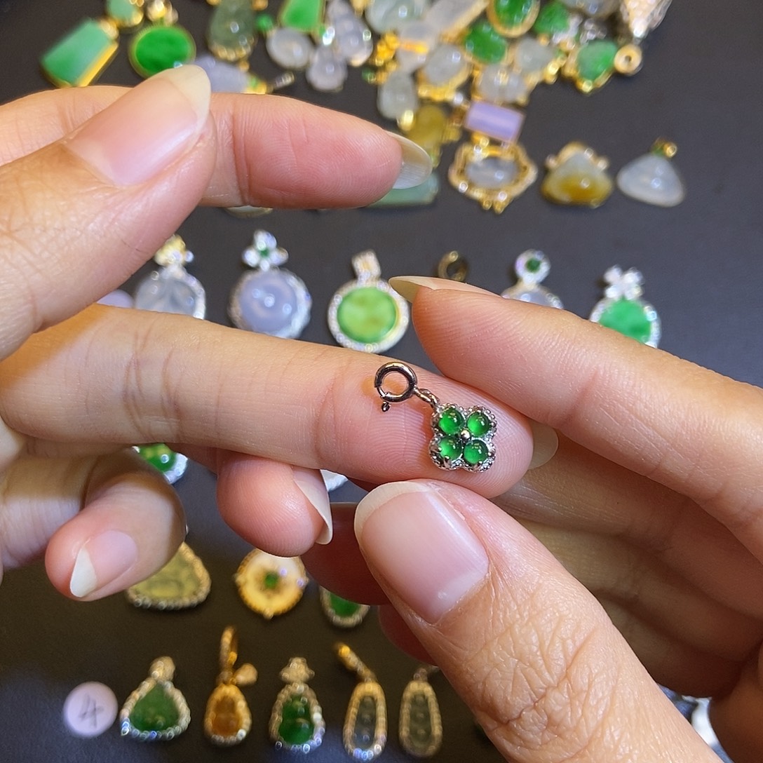 翡翠银S925镶嵌吊坠(不含链)