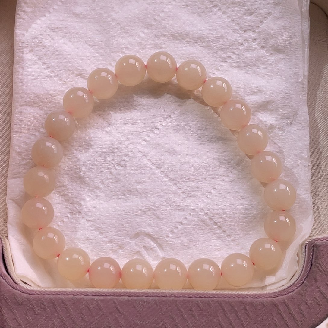 未镶嵌手串和田玉藕粉熟粉油糯手串8mm