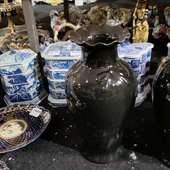 陶瓷钴黑釉花瓶高34厘米默认岁月痕迹不退换