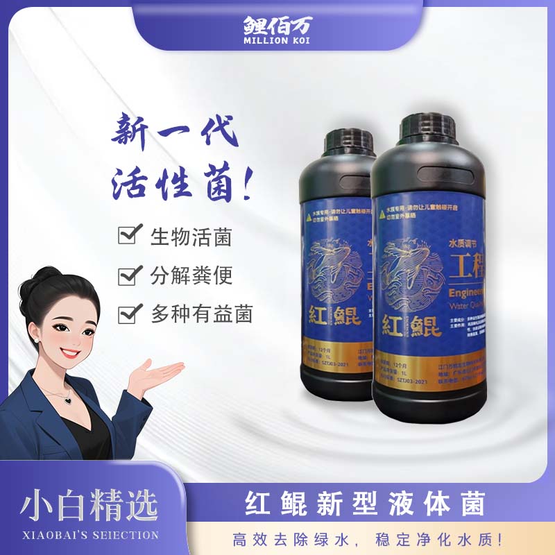 红鲲新型液体菌高效去除绿水稳定水质净水杂质活性菌鱼 