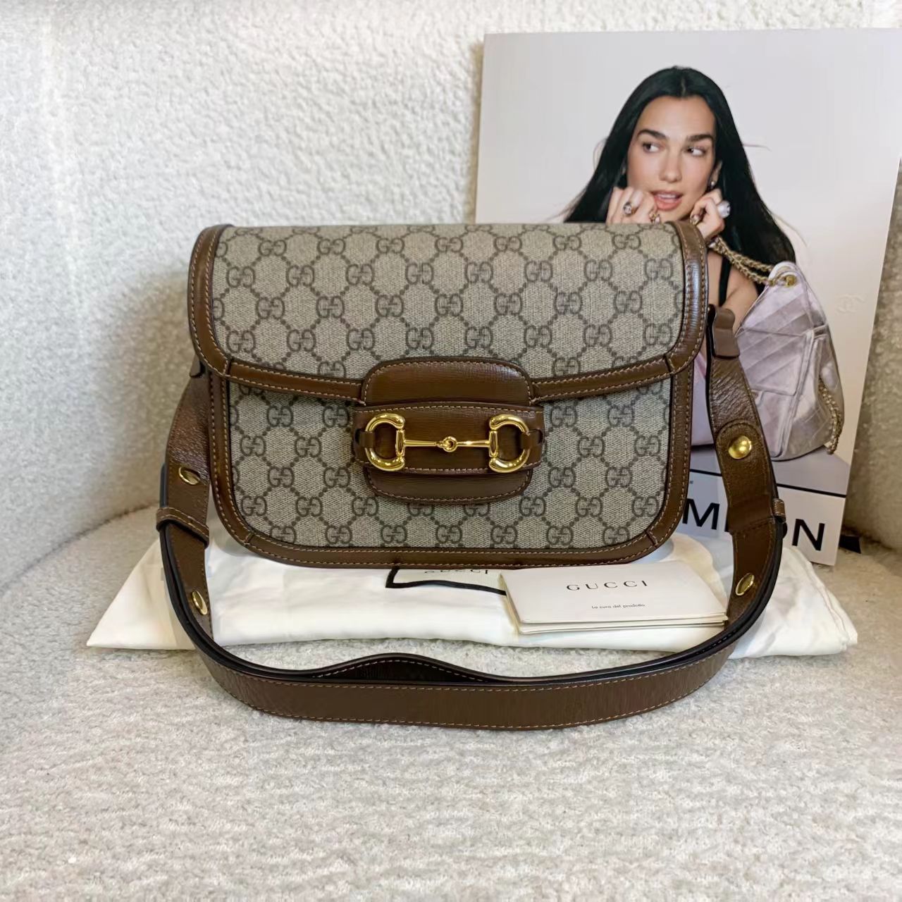 99新 GUCCI/古驰 壹臻/老花1955中号单肩包 55552572