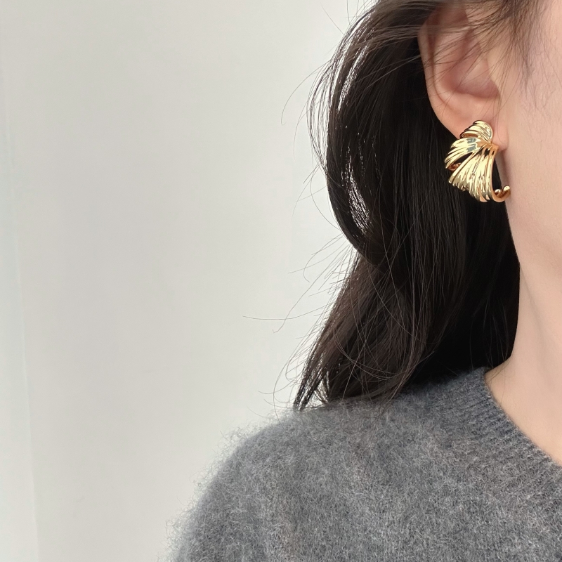 铜合金耳饰 【么么专属】轻奢设计感对称羽翼耳环 银针个性气质耳钉