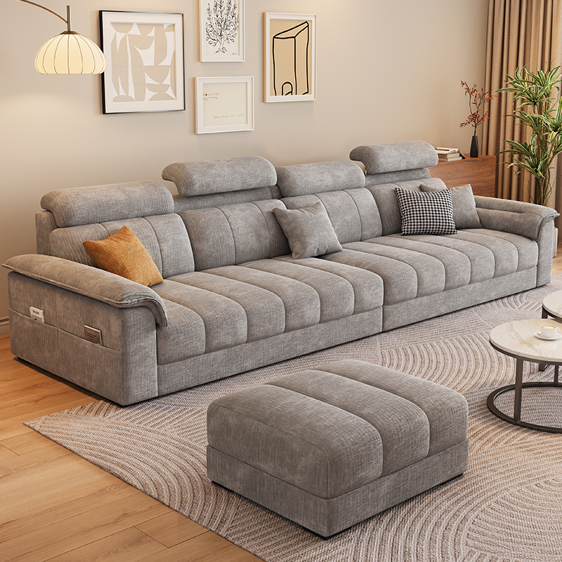 新款现代简约可拆洗直排客厅奶油家用风雪尼尔棉麻客厅沙发