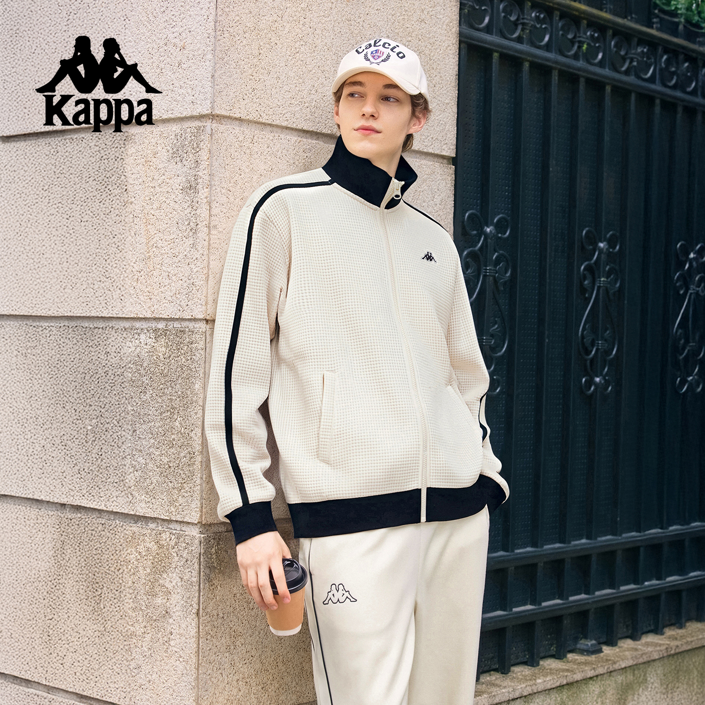 Kappa/卡帕立领针织开衫户外透气春秋运动风春季常规时尚情侣