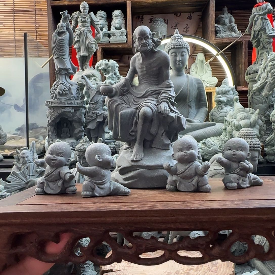 石材达摩一个新款裸加四个小僧