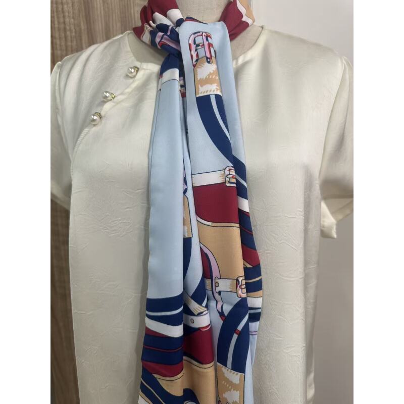 PT50  拼接皮扣条巾 围巾