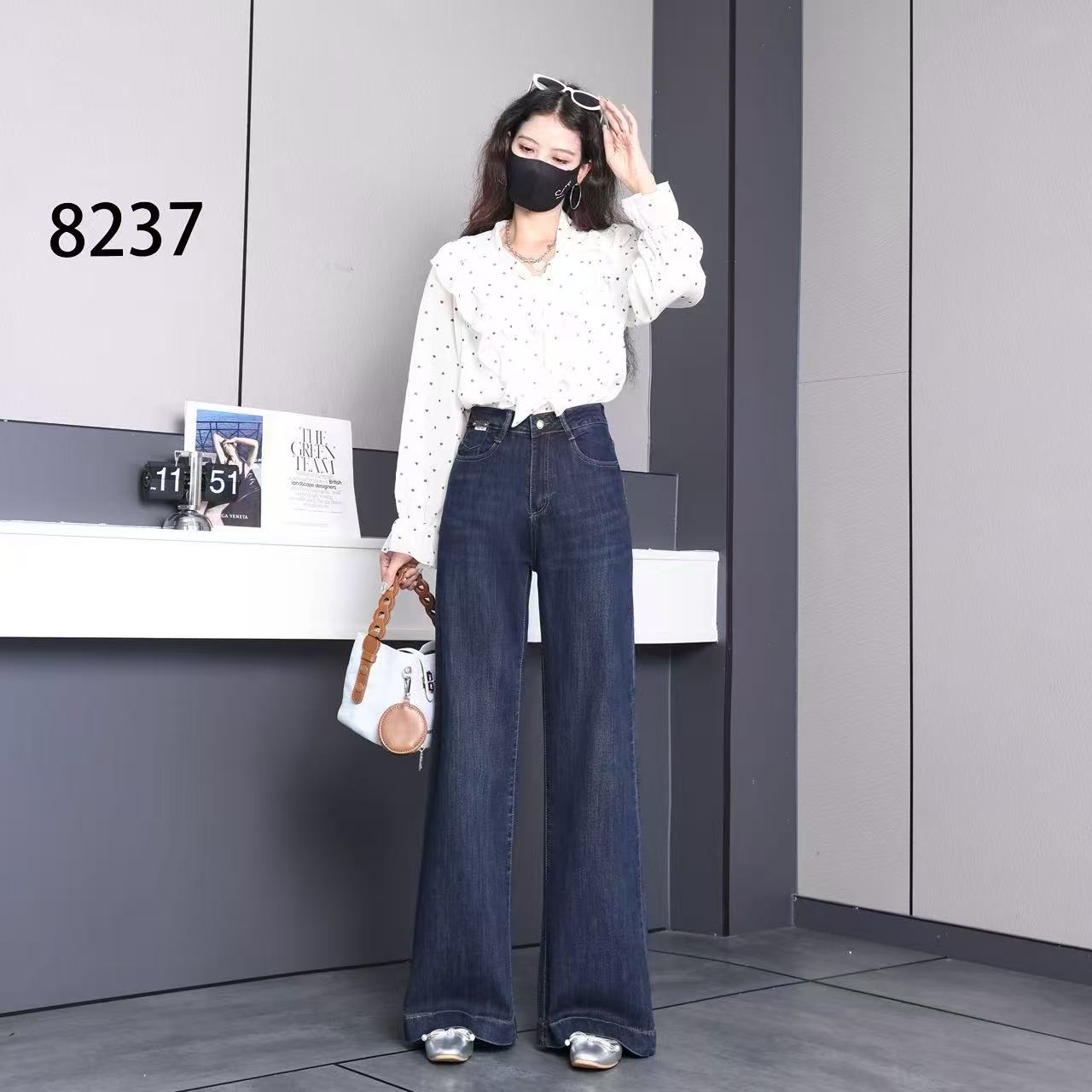 高腰女牛仔裤女高个子加长直筒裤秋季阔腿裤工装风